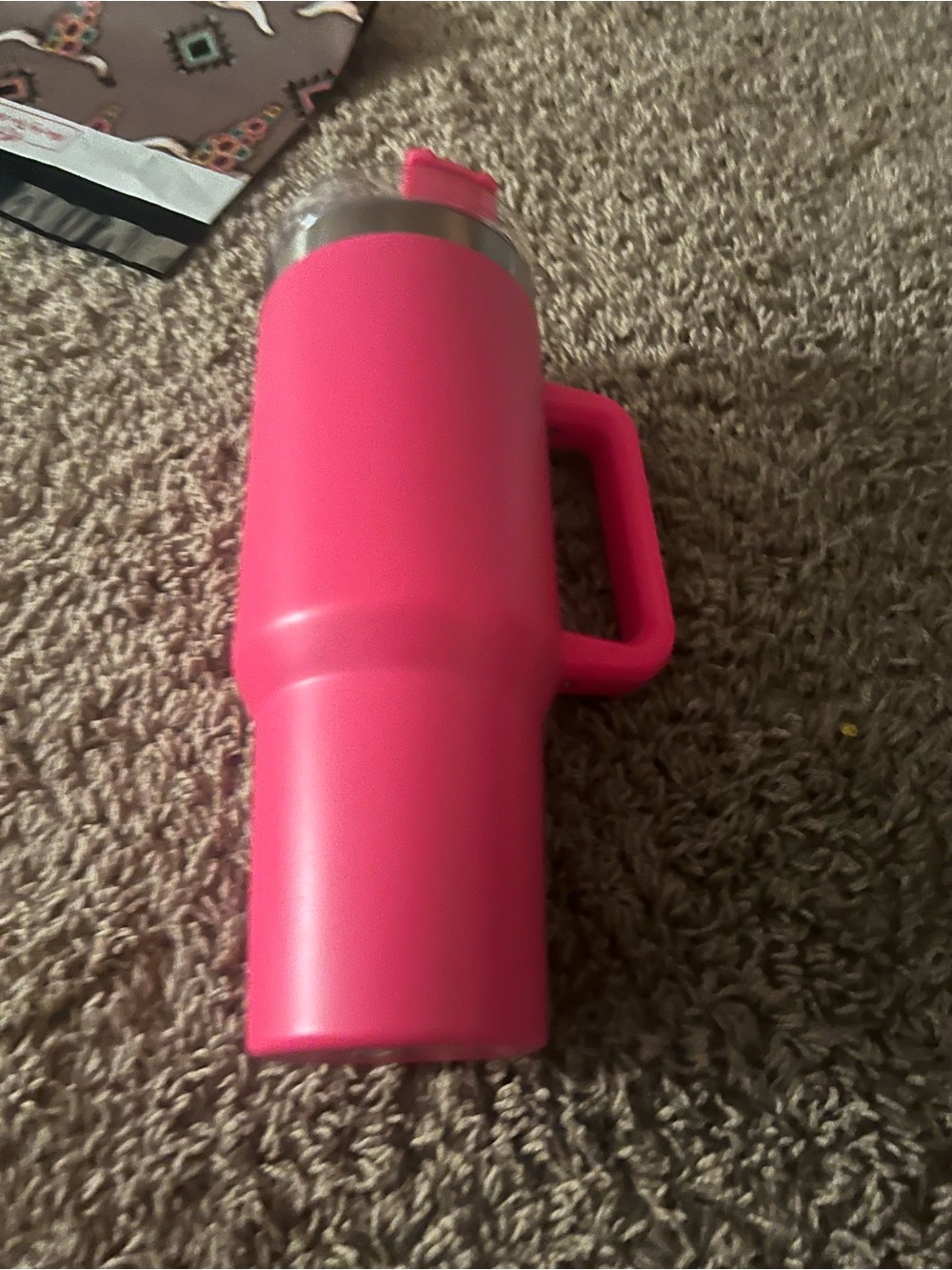 Hot Pink Travel Tumbler with Handle